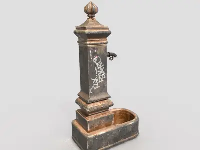 Public Fountain with graffiti 3D model