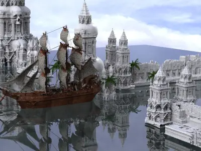 Scull Temple Pirate Kit bash 1 3D model