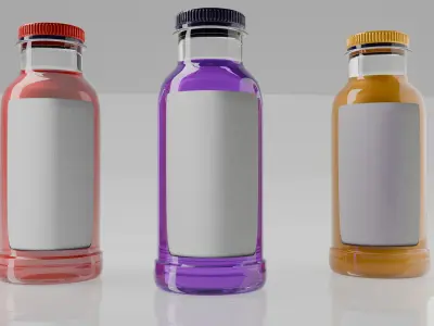 JUICE Bottle 3D Model Strawberry Grape and Orange Free Mockup Free 3D model