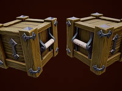 Stylize Wooden Box Low-poly 3D model
