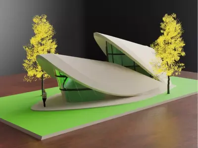 Parametric design futuristic building Low-poly 3D model
