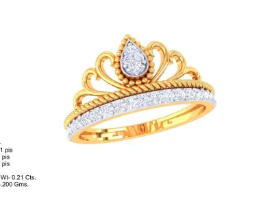  Women Crown Ring MTL 3dm STL OBJ FBX Details 3D print model get
