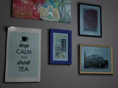 Picture frames and paintings - wall setup 3D model