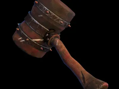 Medieval Hammer Stylize Weapon  Low-poly 3D model