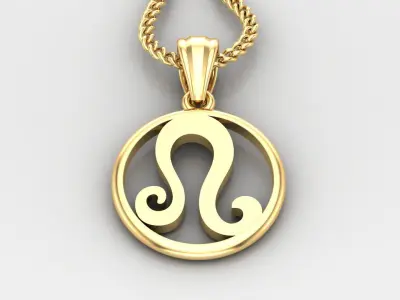 Circle Leo Light Gold Pendant Version 6 3D print model