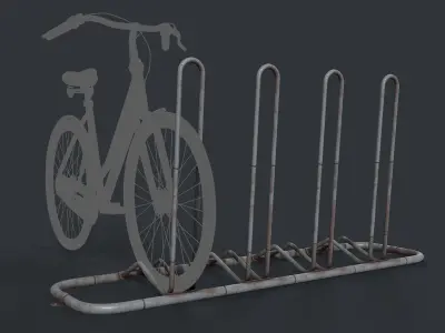 Bike Rack 8 PBR Game Ready Low-poly 3D model