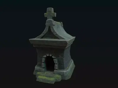 Cartoon Stylized low poly Chapel Game Asset Low-poly 3D model