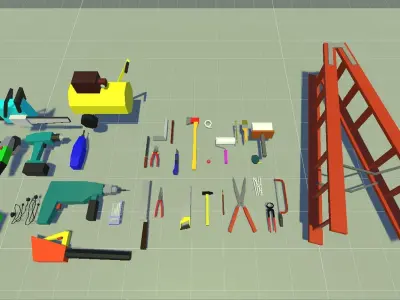 Comprehensive Low-Poly Toolset Collection  Low-poly 3D model