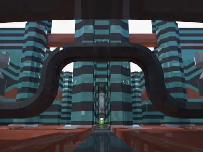 Sci-fi city block 3D model