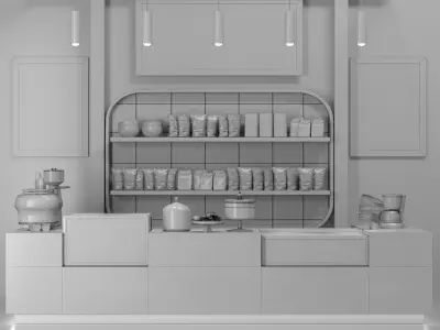 Large cafe with sweets 3D model