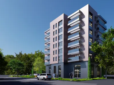 Apartment building realistic Low-poly 3D model get
