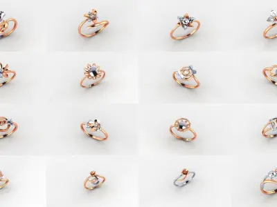 51 Flower Minimalist Ultra light Weight Plain Gold Ring  3D Model Pack