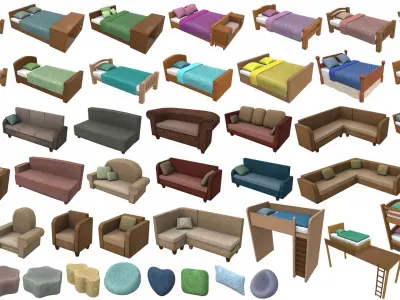 Cartoon furniture props pack 200Plus 3D model