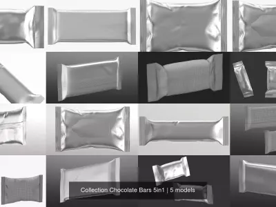 Collection Chocolate Bars 5in1 3D Model Pack
