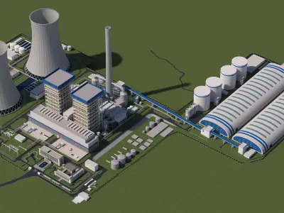 Power plant detailed 3D model 3D model