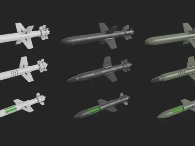 Sci Fi Missile Shark series Kit Low-poly 3D model