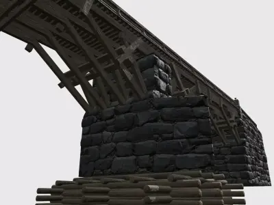 Old Wooden Bridge Low-poly 3D model