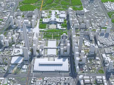 Shenzhen Downtown China Low-poly 3D model