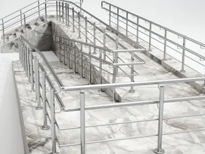 Entrance stair with ramp 3D model