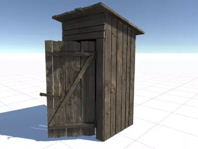 Outhouse wooden Low-poly 3D model