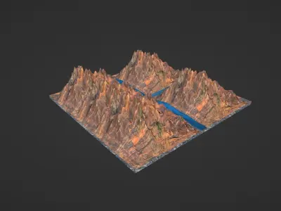 Mountain landscape Low-poly 3D model
