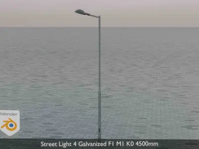 Street Light 4 Galvanized F1 M1 K0 4500mm Low-poly 3D model