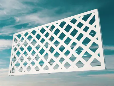 Window glass fence with lattice pattern 3D model