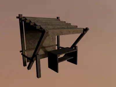 Medieval Market Stall Low-poly 3D model