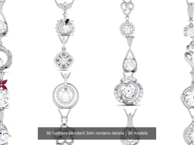36 Solitaire pendant 3dm renders details 3D Model Pack
