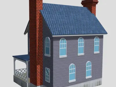 American Style Cottage - Town House Model Low-poly 3D model purchase