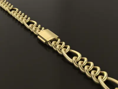 Figaro Cuban Chain Link Rounded Frame 7mm Width 3D print model