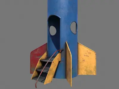 Old Rusty Rocket Slide Low-poly 3D model