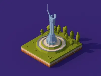 Cartoon Lowpoly Motherland Monument Low-poly 3D model