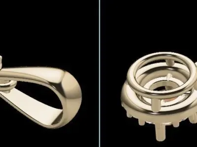 Dainty Round Halo Pendant with bell 5mm 3D print model