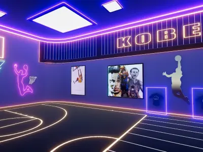 Basket Ball interior with sci-fi look Low-poly 3D model