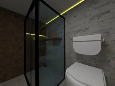 BathRoom modern with toilet and shower 3D model