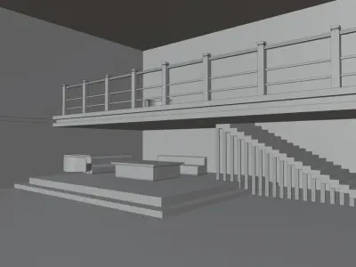 lowpoly baar room with neon lights Low-poly 3D model