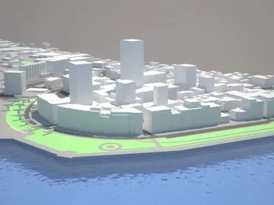 Low Poly Cityscape All Buildings are Lowpoly  Low-poly 3D model
