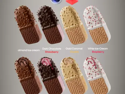 8 Ice cream sandwiches and a scene setup  3D model