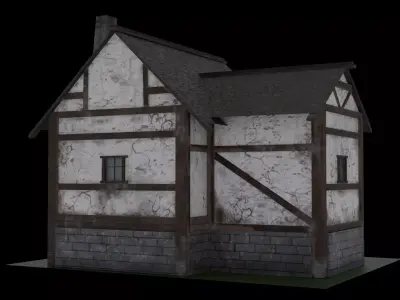 Medieval House Free low-poly 3D model 10
