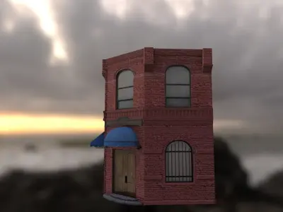 The building at Corner Low-poly 3D model