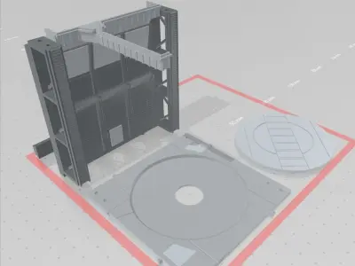  -MHB01F- Mecha Hangar Bay Base and Wall SET 01 Fixture 3D print model