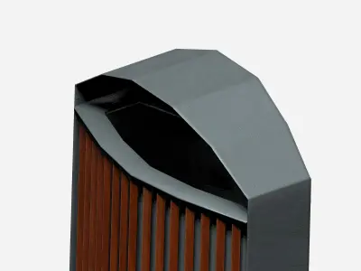 Elliptical modern wooden trash can Low-poly 3D model