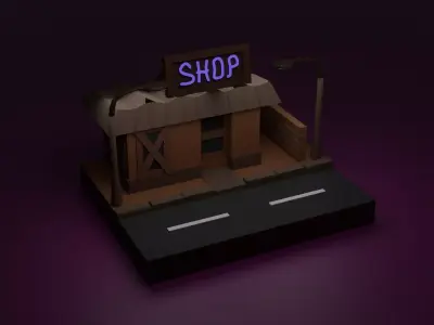 Low-Poly Shop Scene Low-poly 3D model
