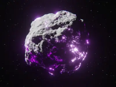 Procedural Sci Fi Glowing Asteroid - Space Rock 3D Model 3D model