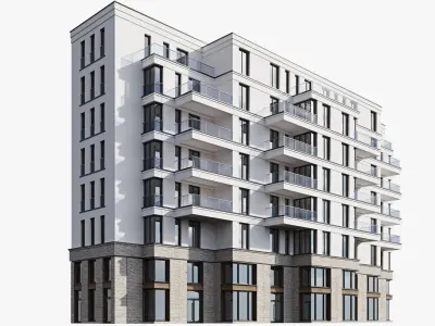 Modern residential building 20 3D model