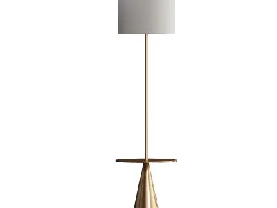  Modern Floor Lamp with Table Brass - Threshold 3D model