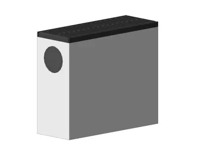 Concrete Drain Catch Basin V150 with Slotted Grate and Side Pipe 3D model