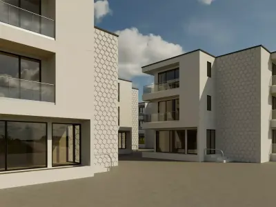Residential Building Exterior Scene 3D model 3D model purchase