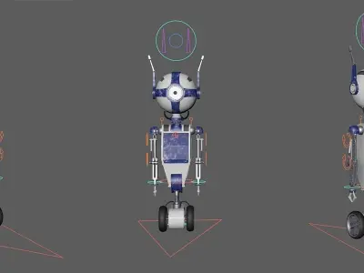 Cute rigged little robot Low-poly 3D model